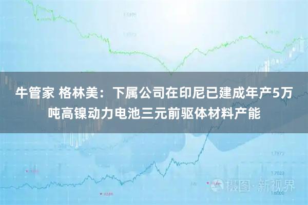 牛管家 格林美：下属公司在印尼已建成年产5万吨高镍动力电池三元前驱体材料产能